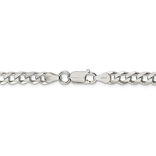 【並行輸入品】ソリッド925スターリングシルバー 6mm カーブキューバチェーンネックレス 安全なロブスターロッククラスプ付き, 金属 Soliの画像