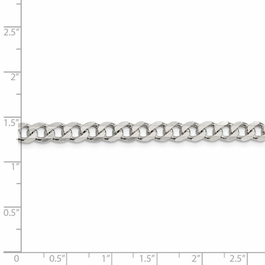 【並行輸入品】ソリッド925スターリングシルバー 6mm カーブキューバチェーンネックレス 安全なロブスターロッククラスプ付き, 金属 Soliの画像