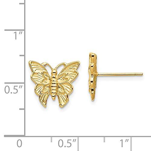 【並行輸入品】Solid 14k Yellow Gold Butterfly Post Studs Earrings   12mm x 12mの画像