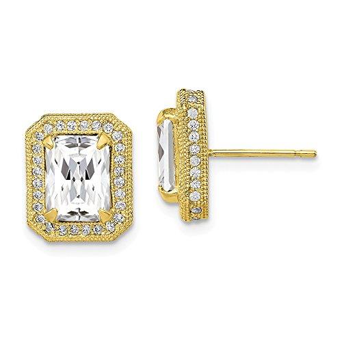 【並行輸入品】Solid 10k Yellow Gold CZ Cubic Zirconia Studs Earrings   11mm xの画像
