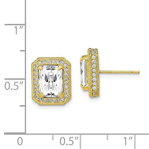 【並行輸入品】Solid 10k Yellow Gold CZ Cubic Zirconia Studs Earrings   11mm xの画像