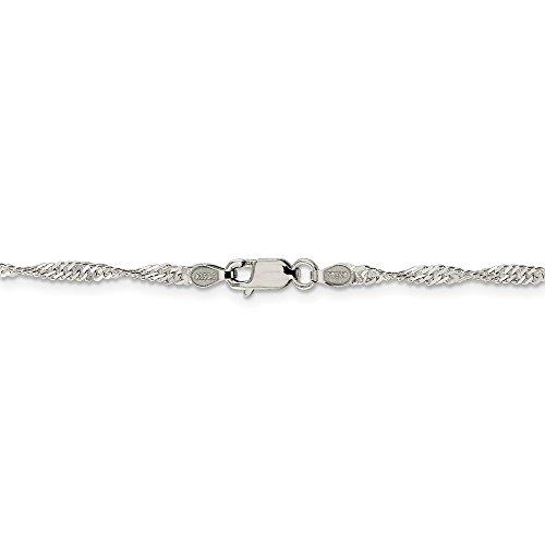 【並行輸入品】ソリッド925スターリングシルバー 2.25mm シンガポールチェーンネックレス 安全なロブスターロッククラスプ付き， 金属， N_7