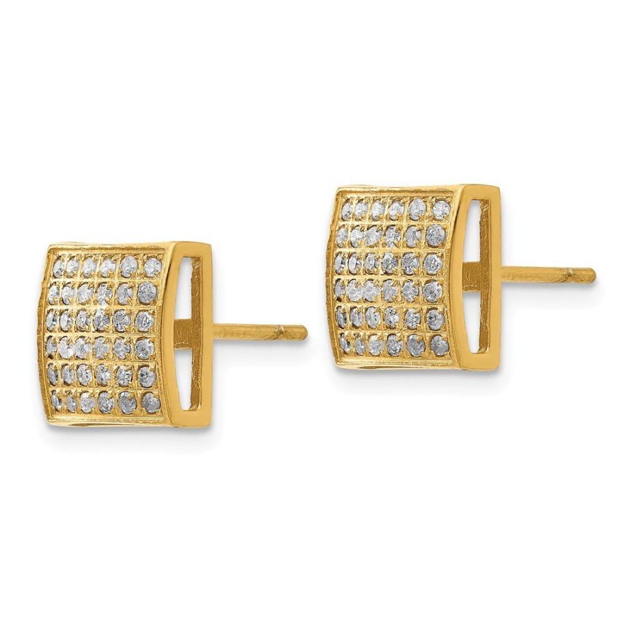 【並行輸入品】Stainless Steel Yellow IP 3/8ct. Diamond Square Post Studs Earriの画像