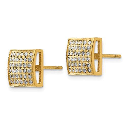【並行輸入品】Stainless Steel Yellow IP 3/8ct. Diamond Square Post Studs Earriの画像