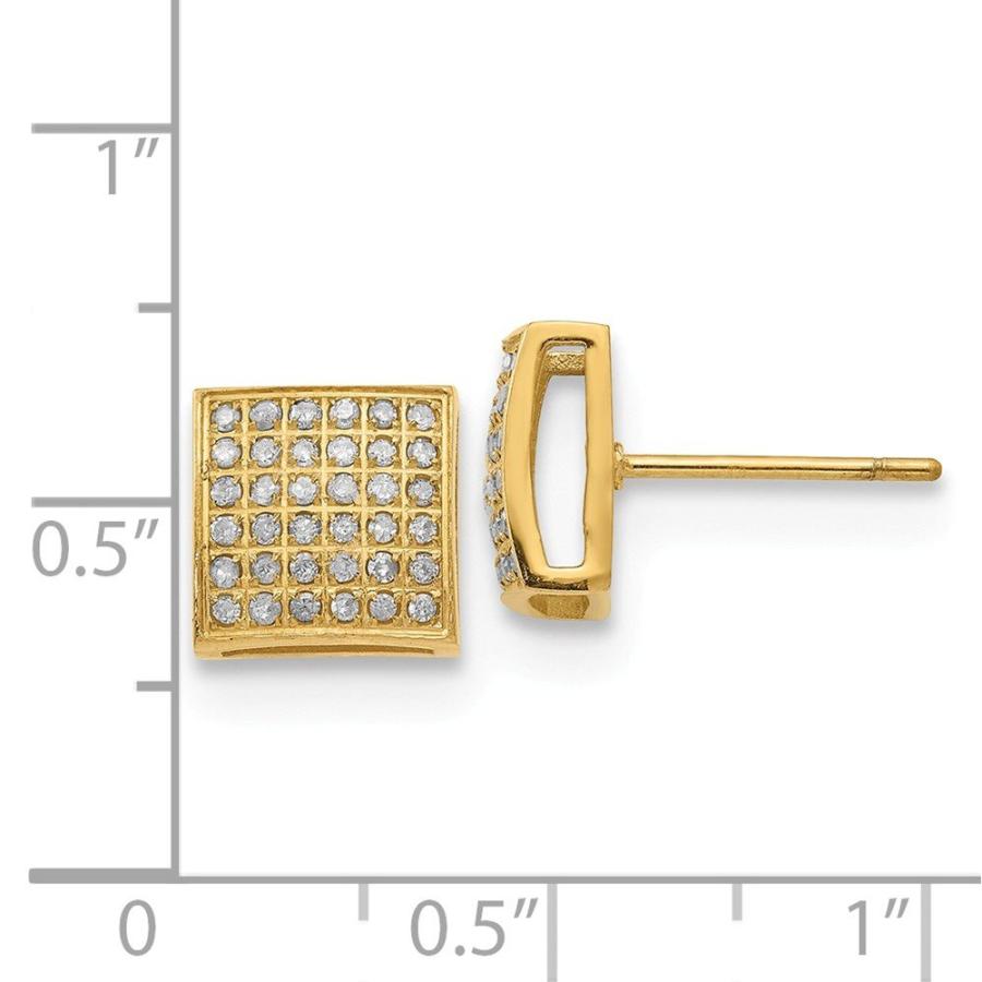 【並行輸入品】Stainless Steel Yellow IP 3/8ct. Diamond Square Post Studs Earriの画像