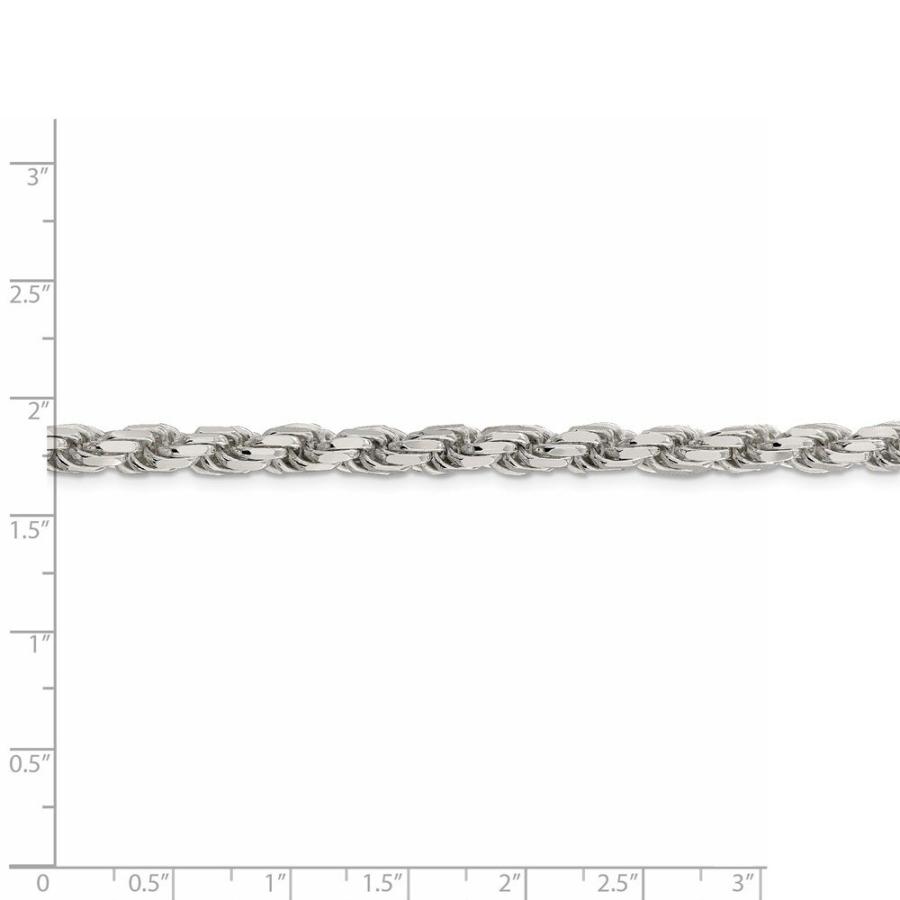 【並行輸入品】Solid 925 Sterling Silver 5.75mm Diamond cut Rope Chain Necklaceの画像