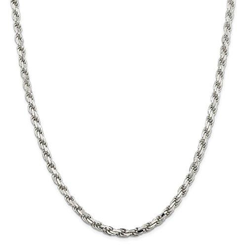 【並行輸入品】Solid 925 Sterling Silver 5.75mm Diamond cut Rope Chain Necklaceの画像
