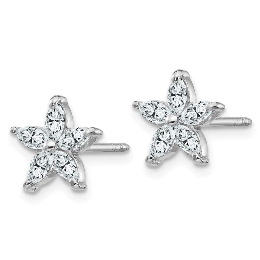 【並行輸入品】14K ホワイトゴールド フラワースタッド マーキスイヤリング モアッサナイト   8mm x 9mm (0.7カラット), ジェの画像