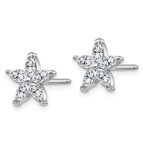 【並行輸入品】14K ホワイトゴールド フラワースタッド マーキスイヤリング モアッサナイト   8mm x 9mm (0.7カラット), ジェの画像
