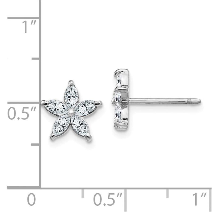 【並行輸入品】14K ホワイトゴールド フラワースタッド マーキスイヤリング モアッサナイト   8mm x 9mm (0.7カラット), ジェの画像