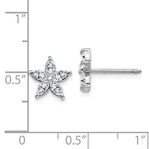 【並行輸入品】14K ホワイトゴールド フラワースタッド マーキスイヤリング モアッサナイト   8mm x 9mm (0.7カラット), ジェの画像