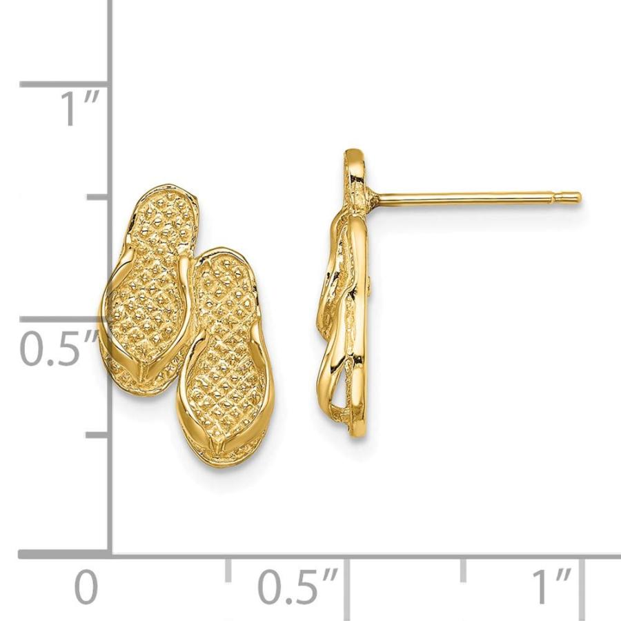 【並行輸入品】Solid 14k Yellow Gold DOUBLE FLIP FLOP Post Studs EARRINGの画像