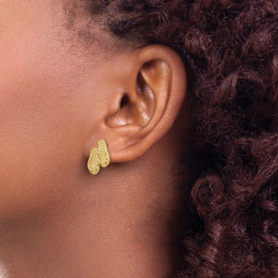 【並行輸入品】Solid 14k Yellow Gold DOUBLE FLIP FLOP Post Studs EARRINGの画像