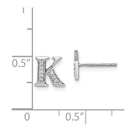 【並行輸入品】ソリッド 14K ホワイトゴールド ダイヤモンド イニシャル Kボタン ポスト スタッド イヤリング 8mm (.054 cttwの画像