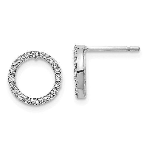 【並行輸入品】ソリッド14Kホワイトゴールド オープンサークルスタッドピアス 取り付け9mm, 金属 Solid 14k White Goldの画像