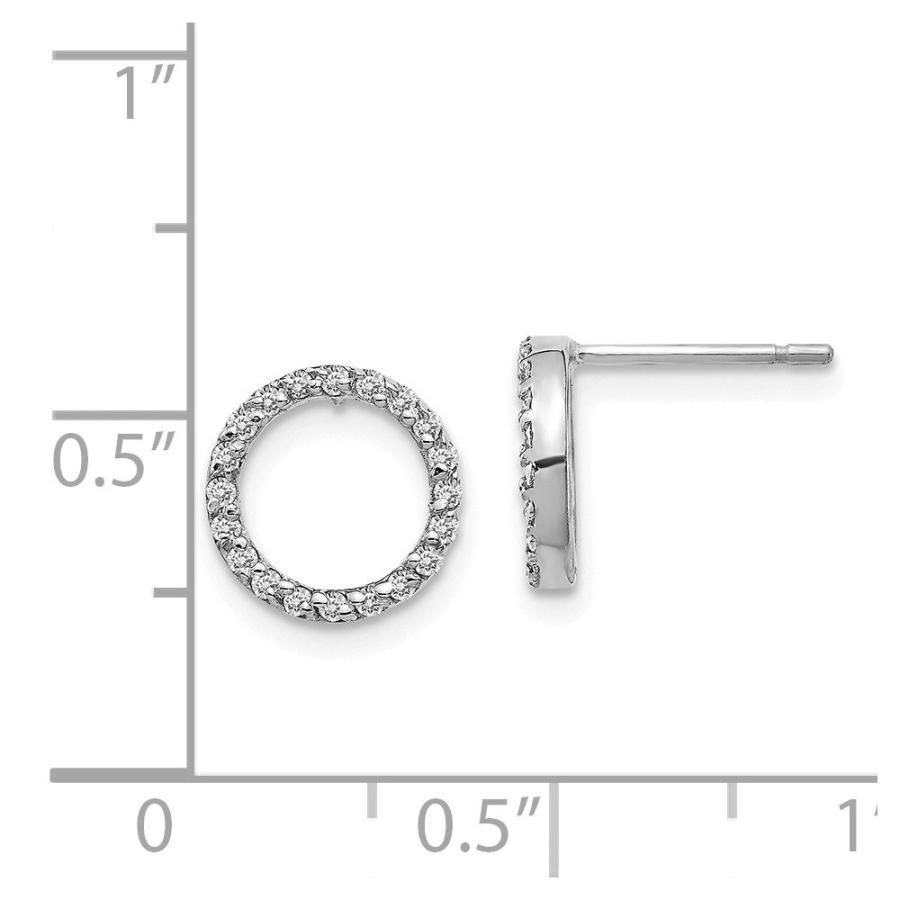 【並行輸入品】ソリッド14Kホワイトゴールド オープンサークルスタッドピアス 取り付け9mm, 金属 Solid 14k White Goldの画像