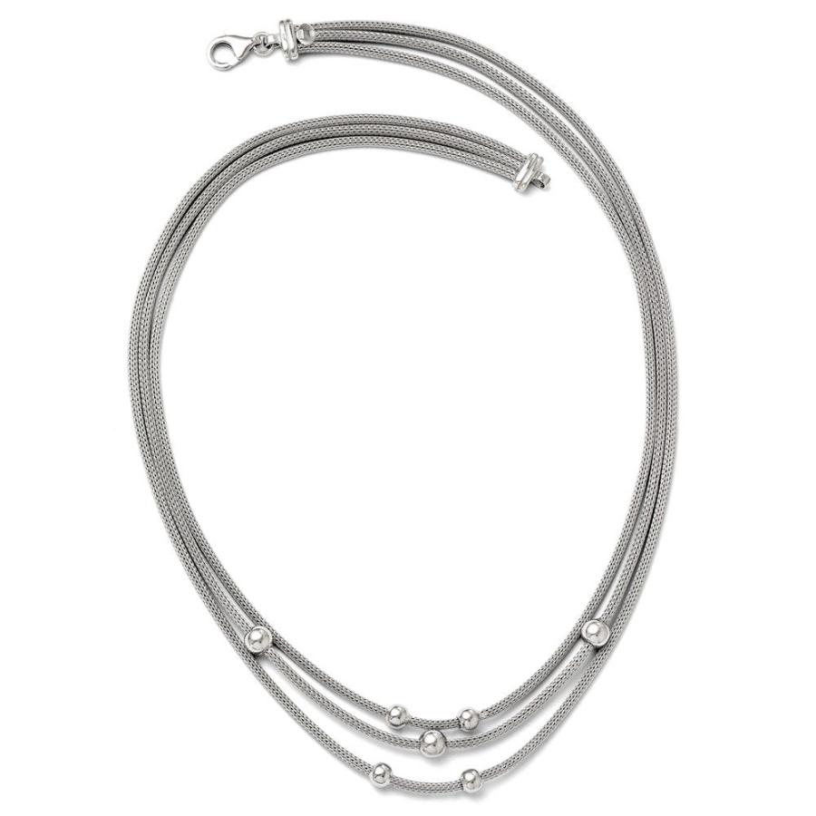 【並行輸入品】ソリッド925スターリングシルバービーズメッシュネックレスチェーン   安全なロブスターロッククラスプ付き 18.5インチ, 金属の画像