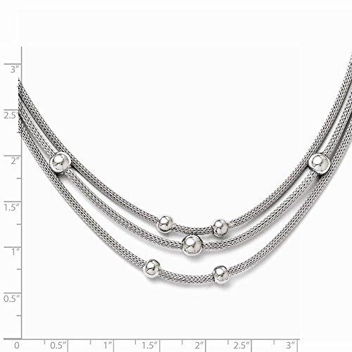 【並行輸入品】ソリッド925スターリングシルバービーズメッシュネックレスチェーン   安全なロブスターロッククラスプ付き 18.5インチ, 金属の画像