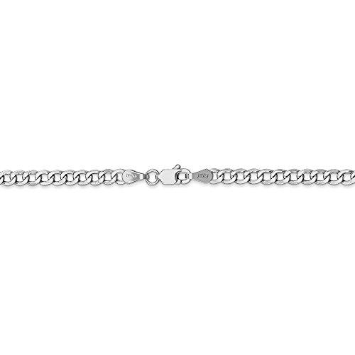 【並行輸入品】14K ホワイトゴールド 3.35mm カーブキューバリンクチェーンネックレス 安全なロブスターロッククラスプ付き, One Siの画像