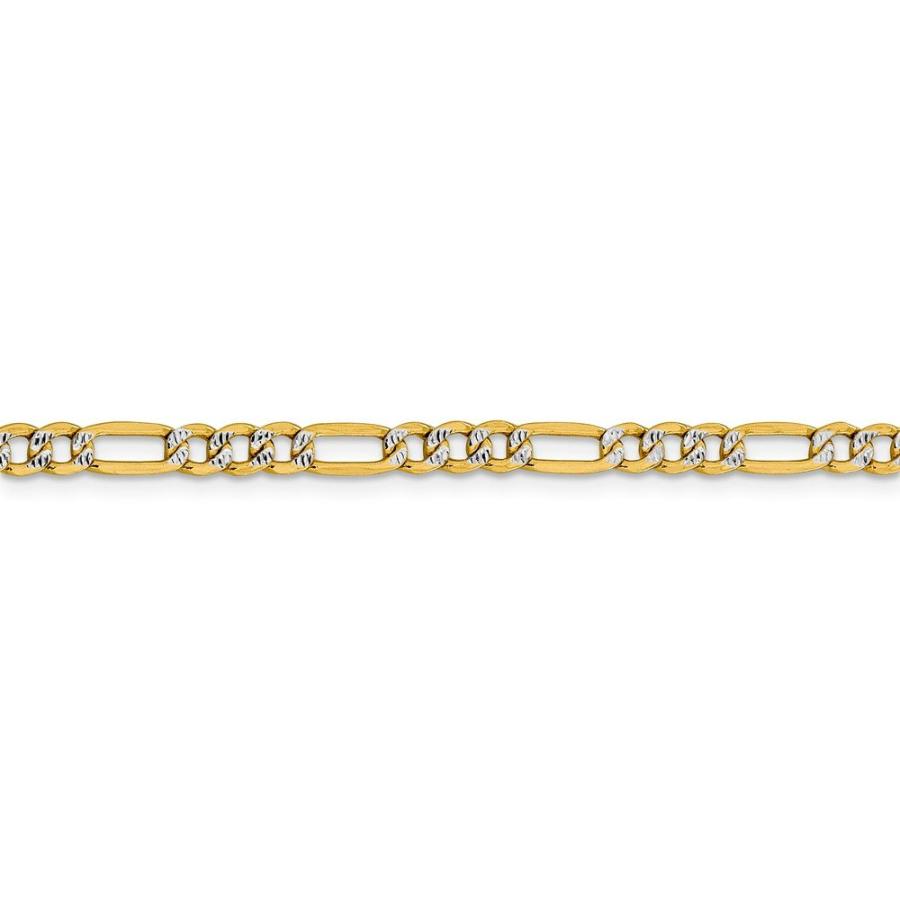 【並行輸入品】14k White and Yellow Gold Two Toned 3.9mm Pave Figaro Braceletの画像