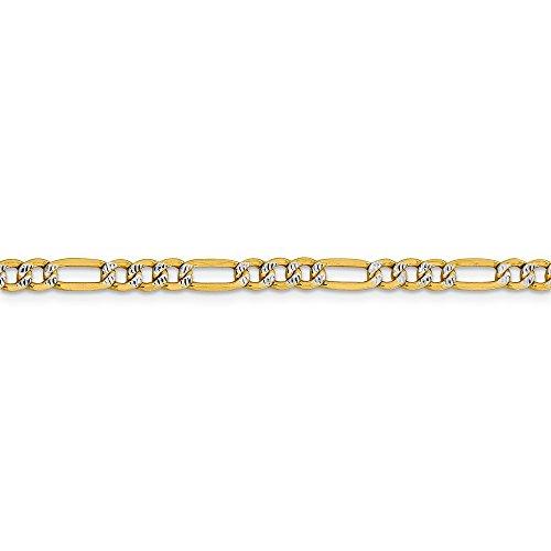 【並行輸入品】14k White and Yellow Gold Two Toned 3.9mm Pave Figaro Braceletの画像