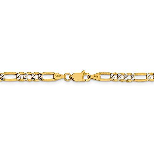 【並行輸入品】14k White and Yellow Gold Two Toned 3.9mm Pave Figaro Braceletの画像