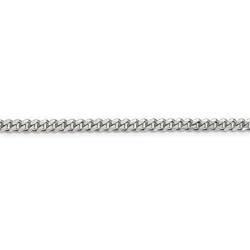 【並行輸入品】ソリッド925スターリングシルバー 3.5mm カーブキューバチェーンネックレス 安全なロブスターロッククラスプ付き, 金属, Nの画像