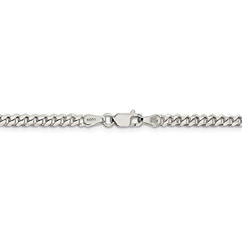 【並行輸入品】ソリッド925スターリングシルバー 3.5mm カーブキューバチェーンネックレス 安全なロブスターロッククラスプ付き, 金属, Nの画像
