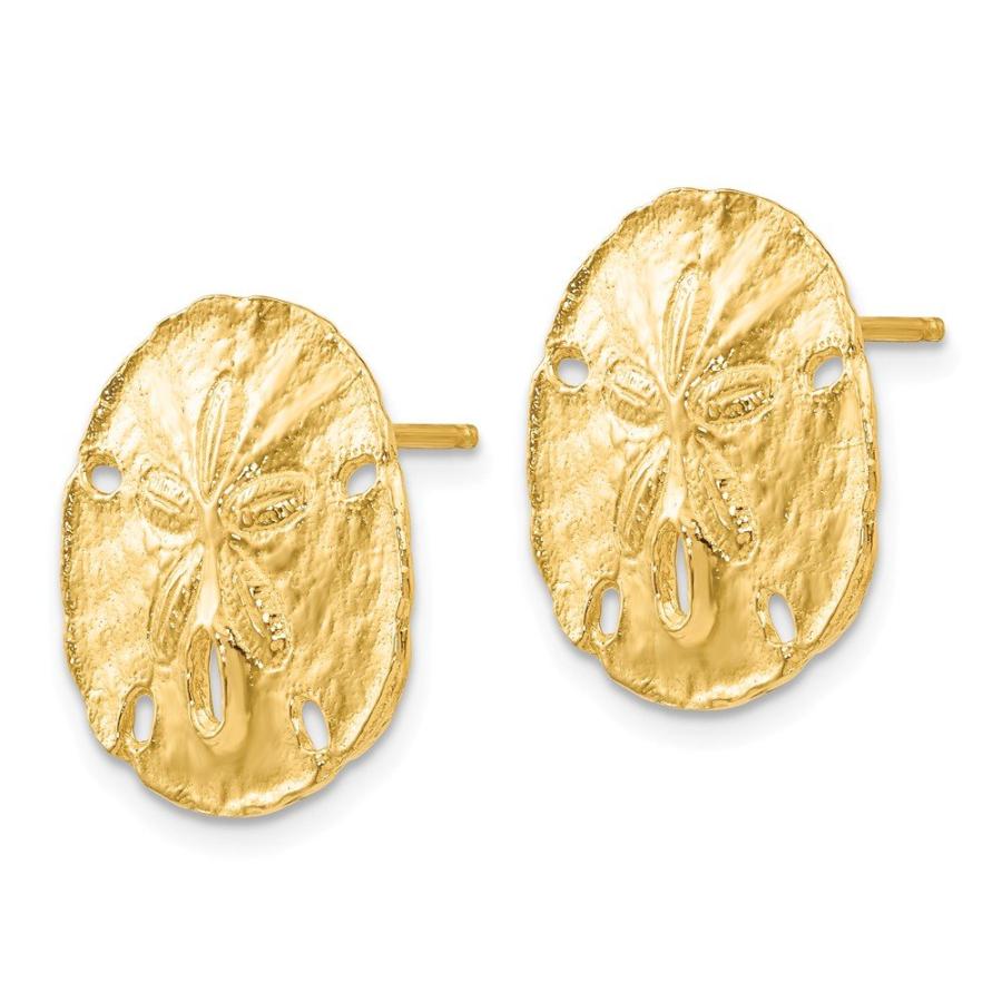 【並行輸入品】ソリッド14Kイエローゴールド ラージサンドダラーポストスタッドピアス 16mm, 金属 Solid 14k Yellow Golの画像