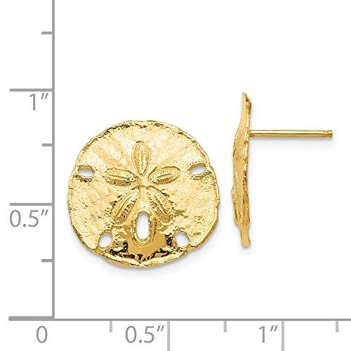 【並行輸入品】ソリッド14Kイエローゴールド ラージサンドダラーポストスタッドピアス 16mm, 金属 Solid 14k Yellow Golの画像