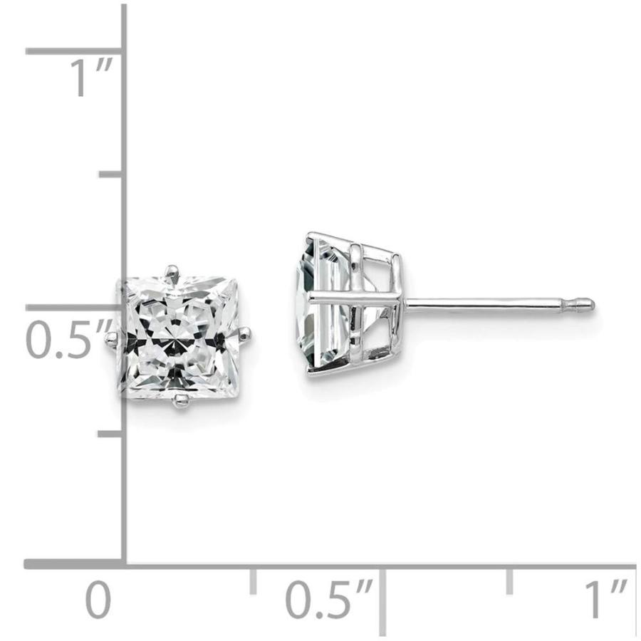 【並行輸入品】ソリッド14Kホワイトゴールド 6mm プリンセスカット キュービックジルコニア キュービックジルコニア スタッドピアス 6mm,の画像