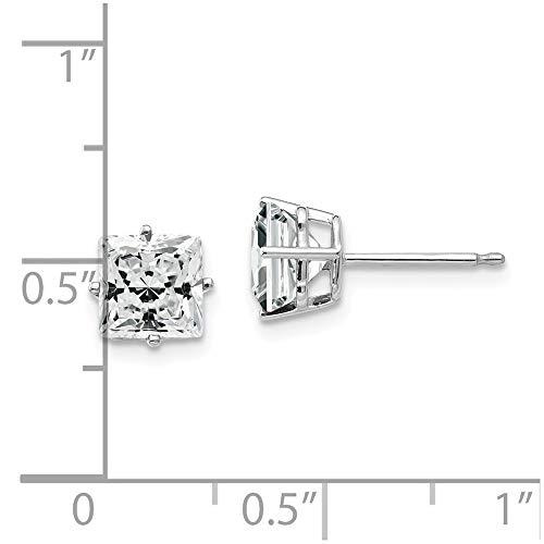 【並行輸入品】ソリッド14Kホワイトゴールド 6mm プリンセスカット キュービックジルコニア キュービックジルコニア スタッドピアス 6mm,の画像