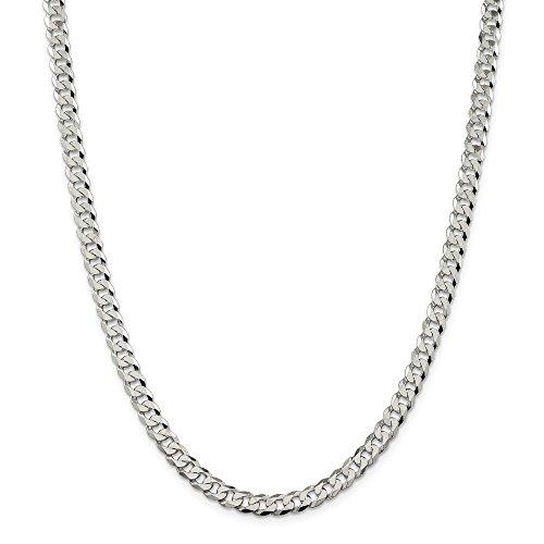【並行輸入品】Solid 925 Sterling Silver 6mm Beveled Curb Cuban Chain Necklaceの画像