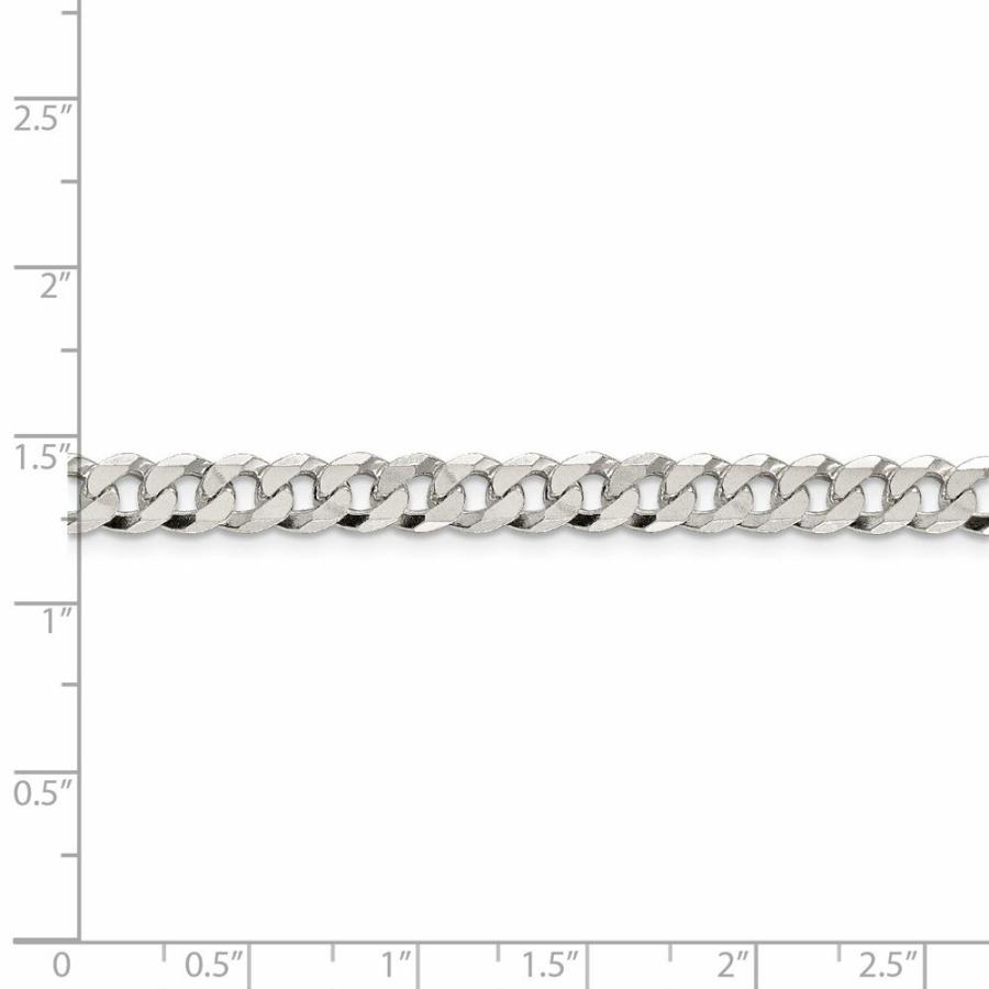 【並行輸入品】Solid 925 Sterling Silver 6mm Beveled Curb Cuban Chain Necklaceの画像