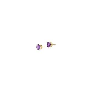 【並行輸入品】ソリッド14Kイエローゴールド 8mm アメジスト パープル 2月 ジェムストーン ポストスタッドピアス 8mm, ジェムストーンの画像