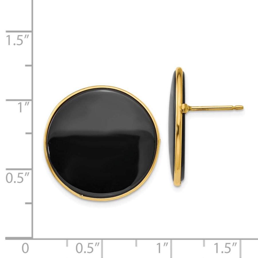 【並行輸入品】ソリッド14Kイエローゴールド ブラックオニキス スタッドピアス 21mm, ジェムストーン, オニキス Solid 14k Yeの画像