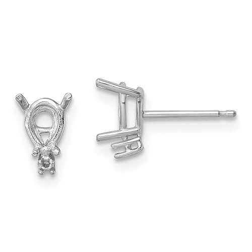 【並行輸入品】ソリッド14Kホワイトゴールド 6x4 洋ナシとダイヤモンドのスタッドイヤリングマウント   8mm x 5mm, 金属 Soliの画像