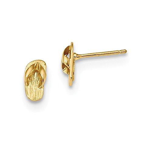 【並行輸入品】ソリッド14Kイエローゴールド フリップフロップポストスタッドピアス   9mm x 4mm, 金属 Solid 14k Yellの画像