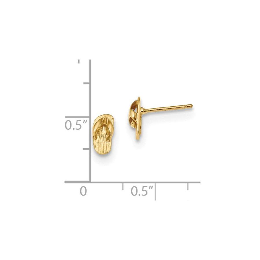 【並行輸入品】ソリッド14Kイエローゴールド フリップフロップポストスタッドピアス   9mm x 4mm, 金属 Solid 14k Yellの画像