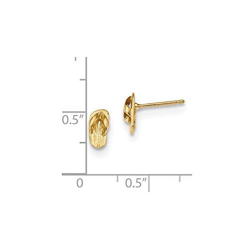 【並行輸入品】ソリッド14Kイエローゴールド フリップフロップポストスタッドピアス   9mm x 4mm, 金属 Solid 14k Yellの画像