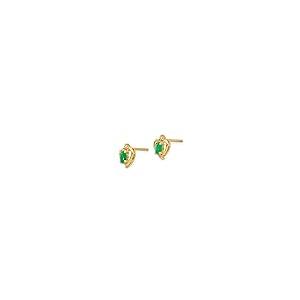 【並行輸入品】ソリッド10Kイエローゴールドダイヤモンドとエメラルドグリーン5月のジェムストーンボタンポストスタッドピアス 10mm x 8mmの画像