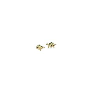 【並行輸入品】Solid 14k Yellow Gold Green Enamel Turtle Post Studs Earringsの画像