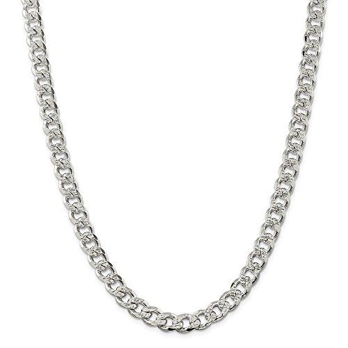 【並行輸入品】Solid 925 Sterling Silver 9.15mm Pave Curb Cuban Chain Necklaceの画像