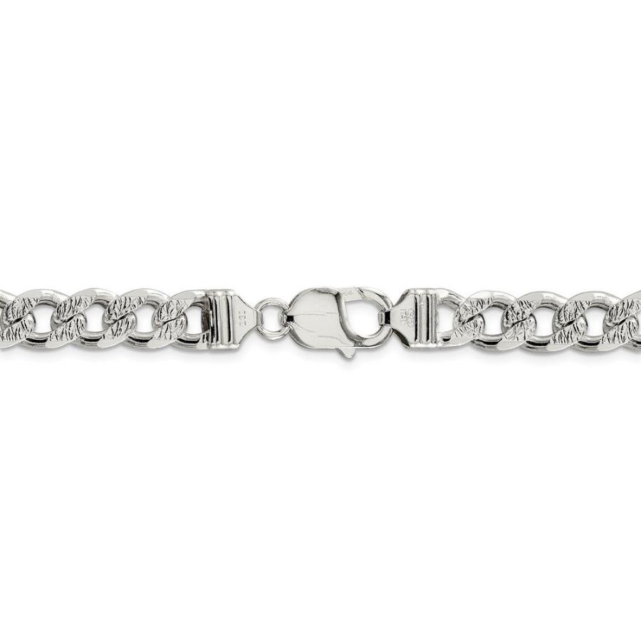 【並行輸入品】Solid 925 Sterling Silver 9.15mm Pave Curb Cuban Chain Necklaceの画像