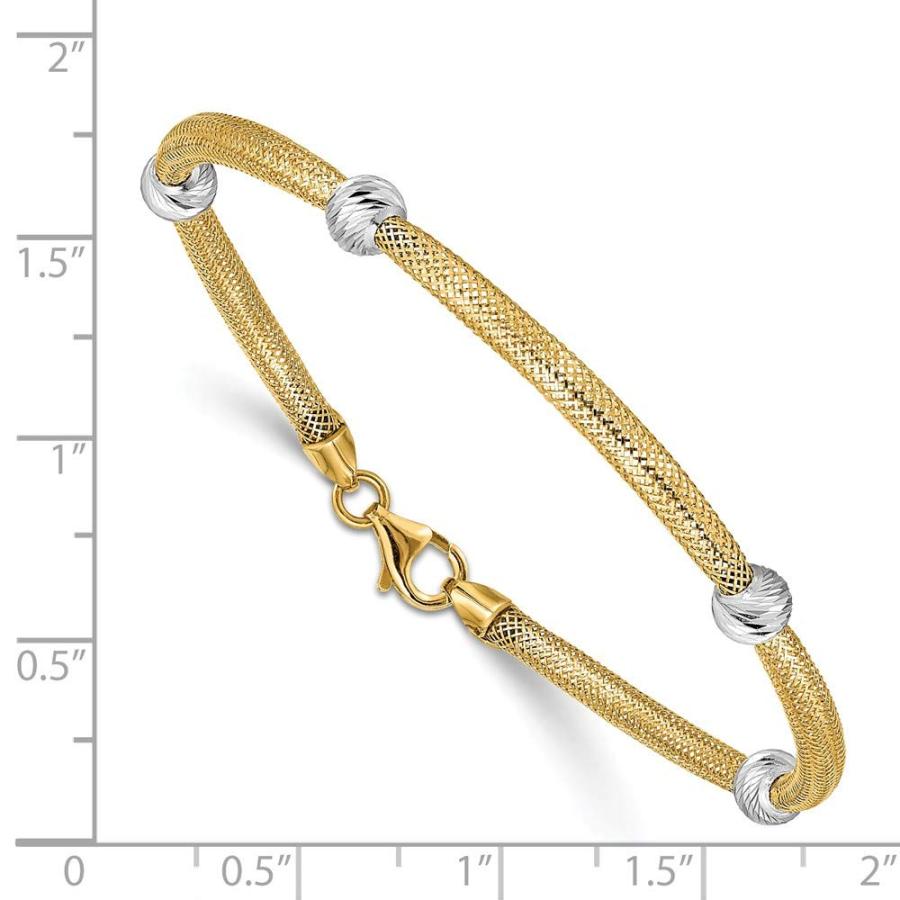 【並行輸入品】Sonia Jewels 14Kイエローゴールドとホワイトゴールド ツートーン ダイヤモンドカットビーズ ストレッチメッシュブレスの画像