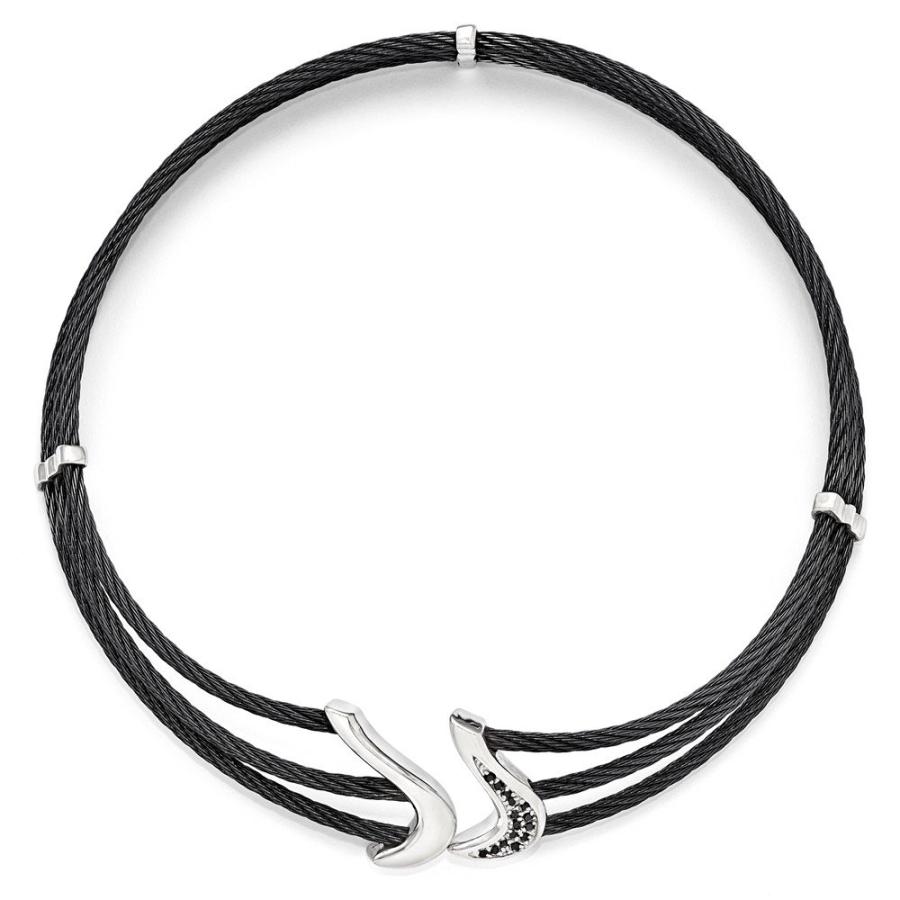 【並行輸入品】Sonia Jewels ブラックチタンと925スターリングシルバー ブラックスピネルケーブル フレックスカラー 15インチ, ジの画像