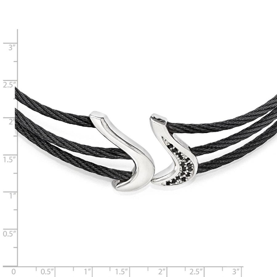 【並行輸入品】Sonia Jewels ブラックチタンと925スターリングシルバー ブラックスピネルケーブル フレックスカラー 15インチ, ジの画像