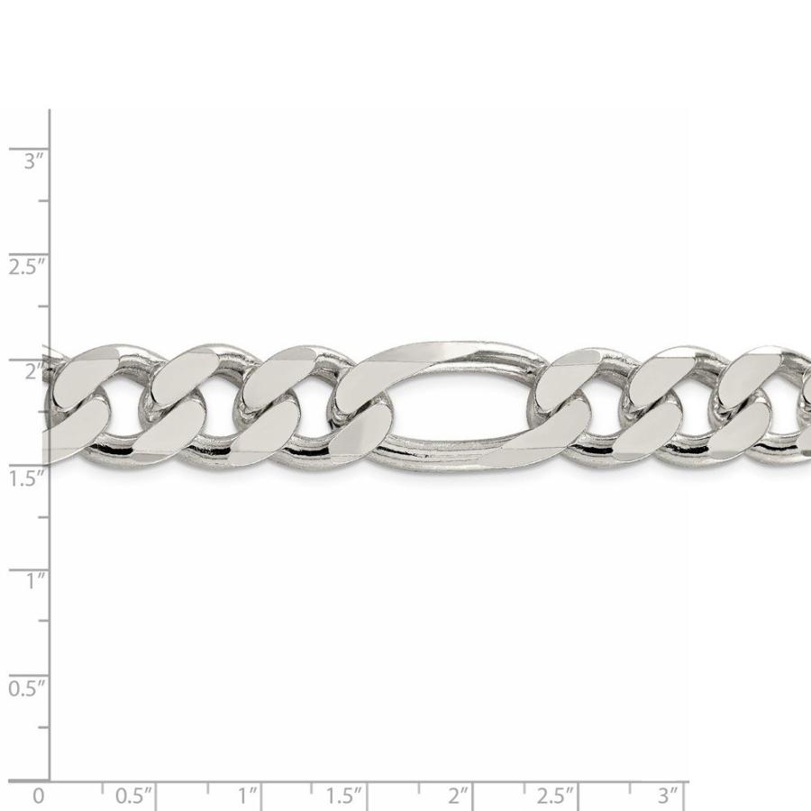 【並行輸入品】ソリッド925スターリングシルバー メンズ 15mm フィガロチェーンブレスレット   安全なロブスターロッククラスプ付き 8インの画像