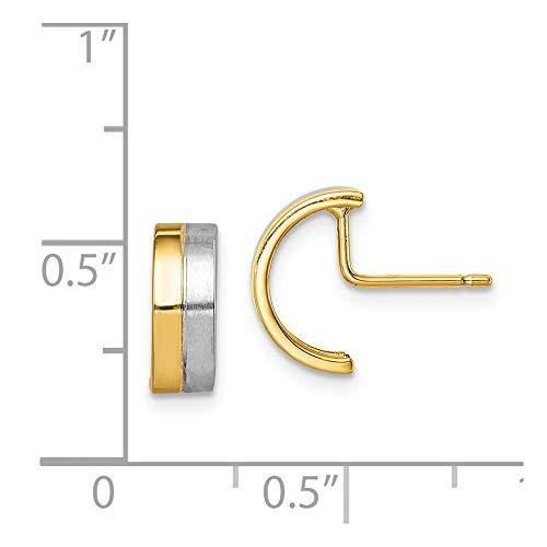 【並行輸入品】Solid 14k Yellow Gold Two Toned Half Circle Post Studs Earringsの画像