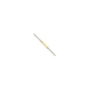 【並行輸入品】ソリッド14Kホワイトとイエローゴールド ツートンカラー パヴェカーブキューバIDブレスレット 刻印可能 IDバータグ 安全なロブの画像